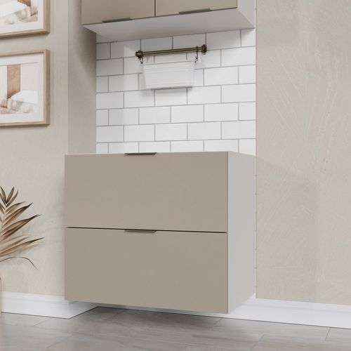 Balcão 2 Gavetões, Gaveta Auxiliar e Puxador 150cm Ipanema CabeCasa MadeiraOriginals Fendi Trama/Branco