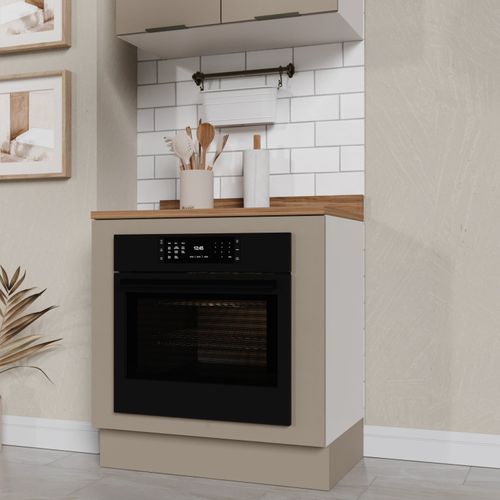 Balcão Forno de Embutir 80cm com Tampo e Rodapé Ipanema CabeCasa MadeiraOriginals Fendi Trama/Branco
