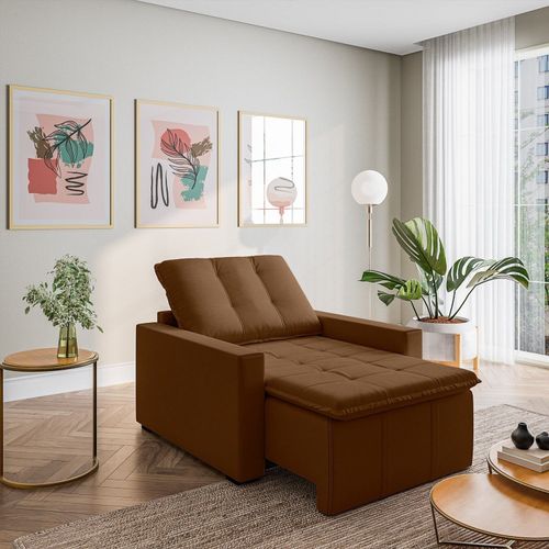 Poltrona Retrátil com Braço Reto Palmeira CabeCasa MadeiraOriginals Marrom Marrom