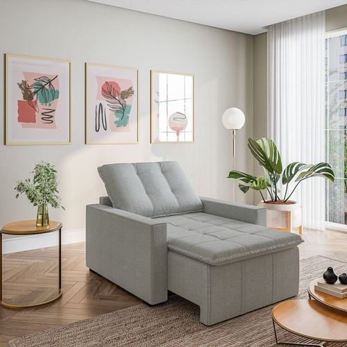 Poltrona Retrátil com Braço Reto Palmeira CabeCasa MadeiraOriginals Prata Prata