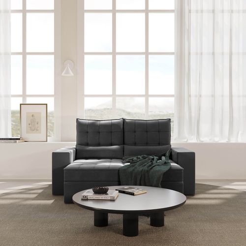 Sofá Retrátil e Reclinável 3 Lugares 190cm Embaúba Extra CabeCasa MadeiraOriginals Cinza Diamante Cinza Diamante