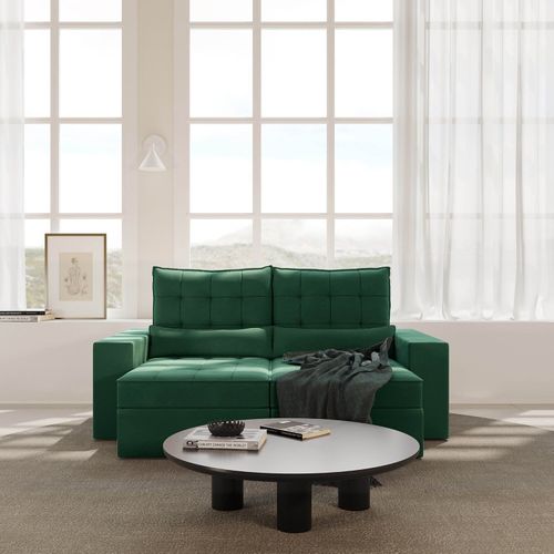 Sofá Retrátil e Reclinável 3 Lugares 200cm Embaúba Extra CabeCasa MadeiraOriginals Verde Diamante Verde Diamante