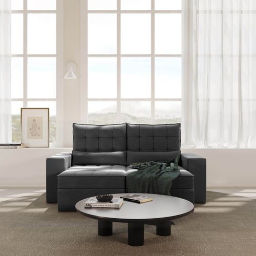 Sofá Retrátil e Reclinável 3 Lugares 200cm Embaúba Extra CabeCasa MadeiraOriginals Cinza Diamante Cinza Diamante
