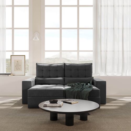 Sofá Retrátil e Reclinável 3 Lugares 210cm Embaúba Extra CabeCasa MadeiraOriginals Cinza Diamante Cinza Diamante