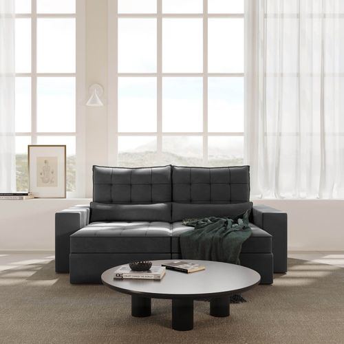 Sofá Retrátil e Reclinável 3 Lugares 220cm Embaúba Extra CabeCasa MadeiraOriginals Cinza Diamante Cinza Diamante