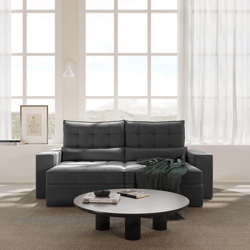 Sofá Retrátil e Reclinável 3 Lugares 230cm Embaúba Extra CabeCasa MadeiraOriginals Cinza Diamante Cinza Diamante