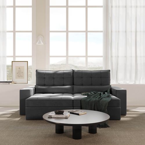 Sofá Retrátil e Reclinável 4 Lugares 240cm Embaúba Extra CabeCasa MadeiraOriginals Cinza Diamante Cinza Diamante