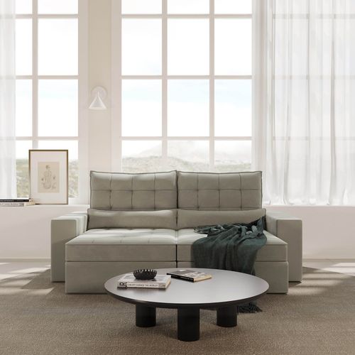 Sofá Retrátil e Reclinável 4 Lugares 240cm Embaúba Extra CabeCasa MadeiraOriginals Cinza Claro Fosco Cinza Claro Fosco