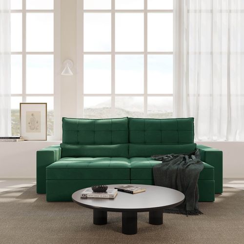 Sofá Retrátil e Reclinável 4 Lugares 260cm Embaúba Extra CabeCasa MadeiraOriginals Verde Diamante Verde Diamante