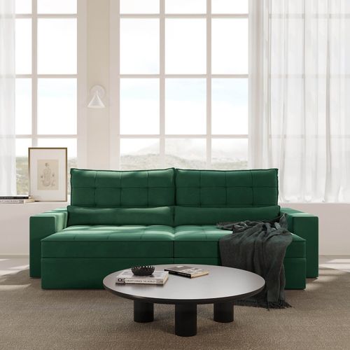 Sofá Retrátil e Reclinável 4 Lugares 270cm Embaúba Extra CabeCasa MadeiraOriginals Verde Diamante Verde Diamante