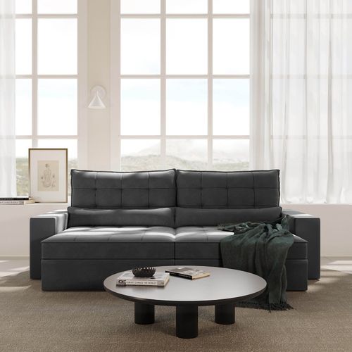 Sofá Retrátil e Reclinável 4 Lugares 270cm Embaúba Extra CabeCasa MadeiraOriginals Cinza Diamante Cinza Diamante