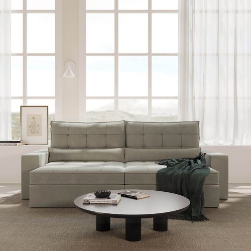 Sofá Retrátil e Reclinável 4 Lugares 270cm Embaúba Extra CabeCasa MadeiraOriginals Cinza Claro Fosco Cinza Claro Fosco