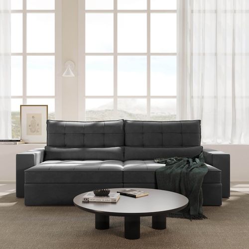Sofá Retrátil e Reclinável 4 Lugares 280cm Embaúba Extra CabeCasa MadeiraOriginals Cinza Diamante Cinza Diamante