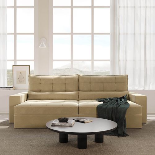Sofá Retrátil e Reclinável 4 Lugares 290cm Embaúba Extra CabeCasa MadeiraOriginals Bege Palha Diamante Palha Diamante