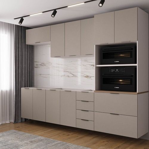 Cozinha Modulada 5 Peças sem Tampo sem Rodapé Ipanema CabeCasa MadeiraOriginals Fendi Trama