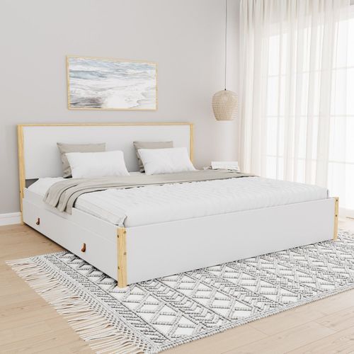 Cama King 4 Gavetas Íris CabeCasa MadeiraOriginals Branco/Natural