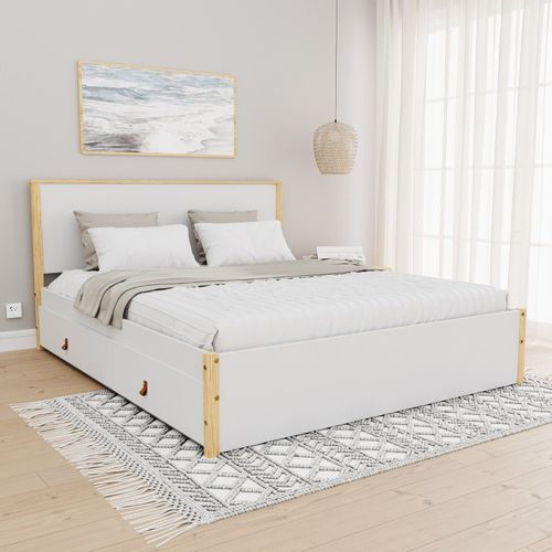 Cama Queen 4 Gavetas Íris CabeCasa MadeiraOriginals Branco/Natural