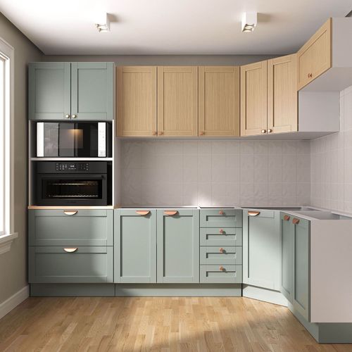 Cozinha Modulada 7 Peças sem Tampo 1 Torre 3 Aéreos 3 Balcões Arizona CabeCasa MadeiraOriginals Figueira/Menta