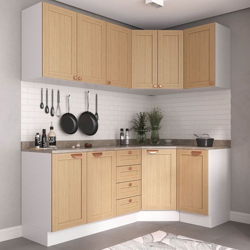 Cozinha Modulada 6 Peças com Tampo 3 Aéreos e 3 Balcões Arizona CabeCasa MadeiraOriginals Figueira