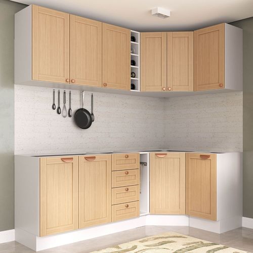 Cozinha Modulada 8 Peças sem Tampo 4 Aéreos e 4 Balcões Arizona CabeCasa MadeiraOriginals Figueira