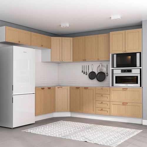 Cozinha Modulada 8 Peças sem Tampo 1 Torre 4 Aéreos 3 Balcões Arizona CabeCasa MadeiraOriginals Figueira