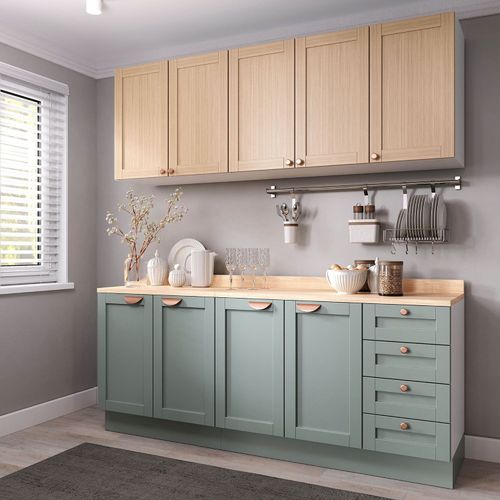 Cozinha Modulada 4 Peças com Tampo 2 Aéreos 2 Balcões Arizona CabeCasa MadeiraOriginals Figueira/Menta