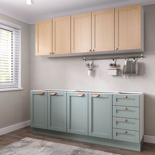 Cozinha Modulada 4 Peças sem Tampo 2 Aéreos 2 Balcões Arizona CabeCasa MadeiraOriginals Figueira/Menta