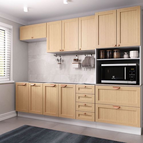 Cozinha Modulada 5 Peças sem Tampo 1 Torre 2 Aéreos 2 Balcões Arizona CabeCasa MadeiraOriginals Figueira