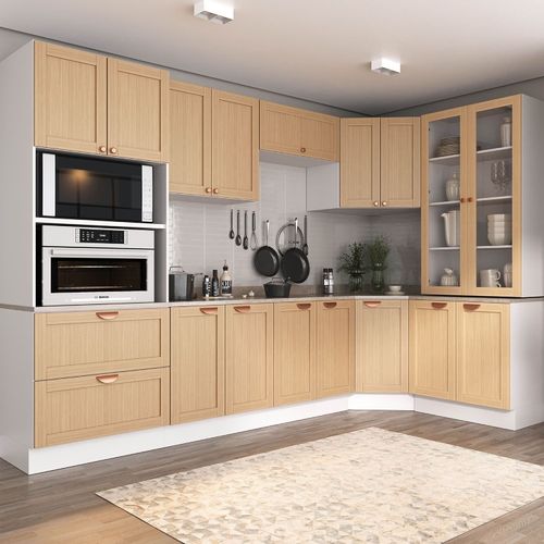 Cozinha Modulada 9 Peças com Tampo 1 Torre 4 Aéreos 4 Balcões Arizona CabeCasa MadeiraOriginals Figueira
