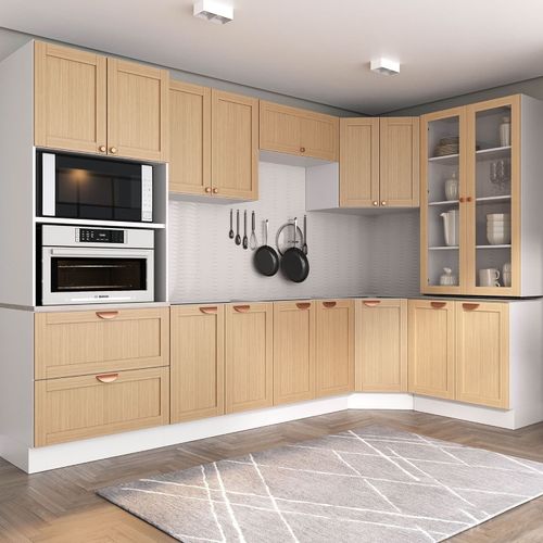 Cozinha Modulada 9 Peças sem Tampo 1 Torre 4 Aéreos 4 Balcões Arizona CabeCasa MadeiraOriginals Figueira