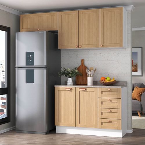 Cozinha Modulada 3 Peças com Tampo 2 Aéreos 1 Balcão Arizona CabeCasa MadeiraOriginals Figueira