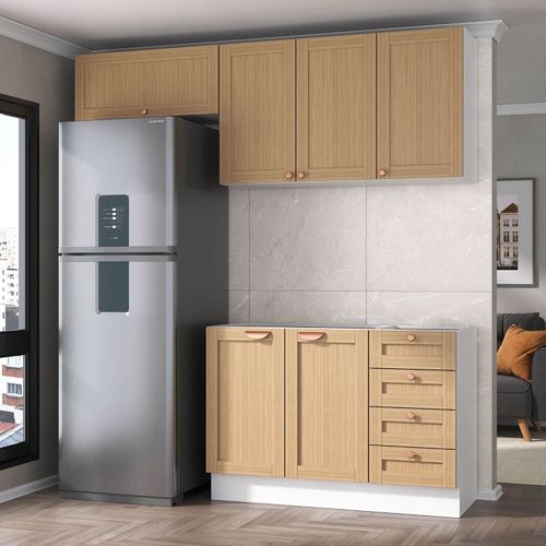 Cozinha Modulada 3 Peças sem Tampo 2 Aéreos 1 Balcão Arizona CabeCasa MadeiraOriginals Figueira