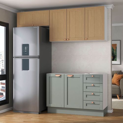 Cozinha Modulada 3 Peças sem Tampo 2 Aéreos 1 Balcão Arizona CabeCasa MadeiraOriginals Figueira/Menta