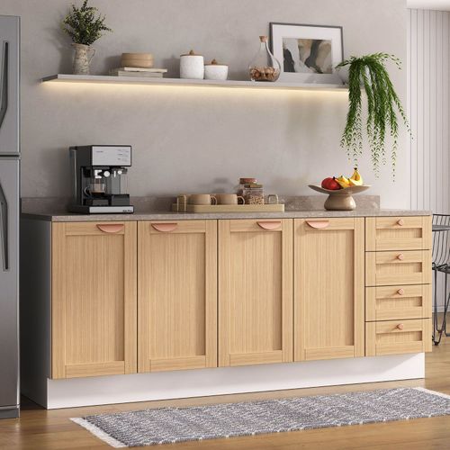 Cozinha Modulada 2 Peças com Tampo 2 Balcões Arizona CabeCasa MadeiraOriginals Figueira