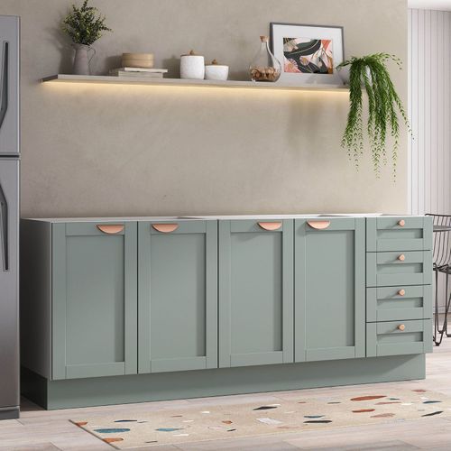 Cozinha Modulada 2 Peças sem Tampo 2 Balcões Arizona CabeCasa MadeiraOriginals Menta