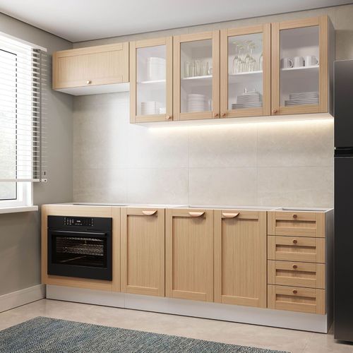 Cozinha Modulada 6 Peças sem Tampo 3 Aéreos 3 Balcões Arizona CabeCasa MadeiraOriginals Figueira