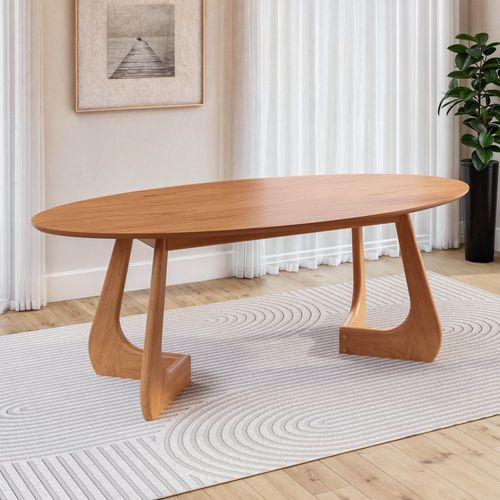 Mesa de Jantar Oval 6 Lugares 210x110cm Paineira CabeCasa MadeiraOriginals Champanhe