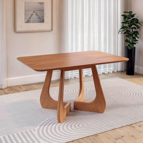 Mesa de Jantar Retangular 4 Lugares 140x90cm Paineira CabeCasa MadeiraOriginals Champanhe
