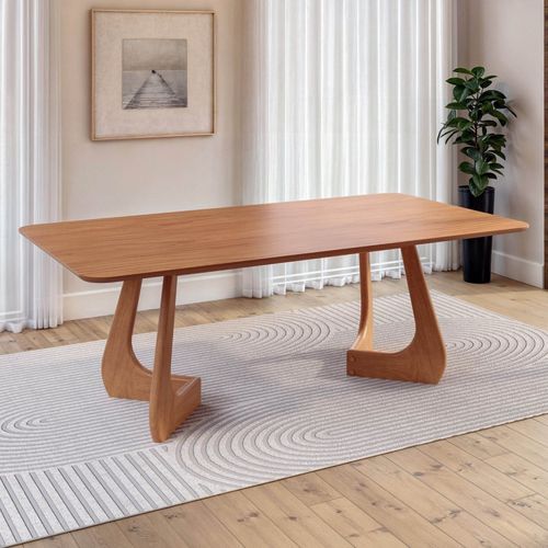 Mesa de Jantar Retangular 8 Lugares 240x110cm Paineira CabeCasa MadeiraOriginals Champanhe
