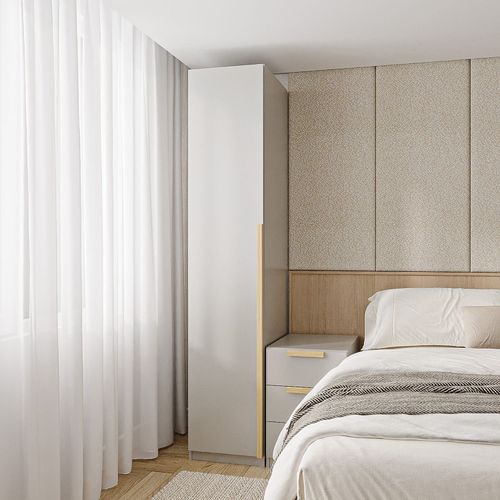 Guarda-roupa Modular 40cm 1 Porta com Prateleiras Jade CabeCasa MadeiraOriginals Cinza Urbano