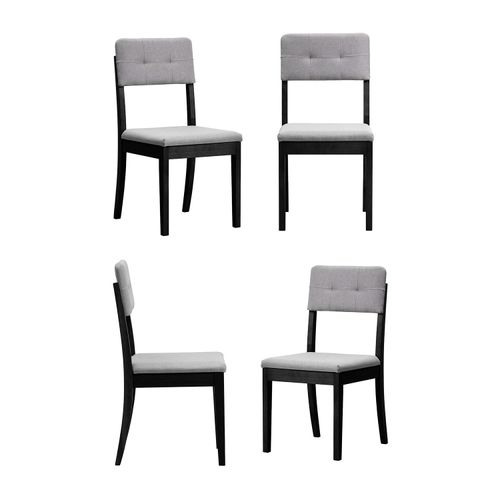 Kit 4 Cadeiras Estofadas Tiê CabeCasa MadeiraOriginals Preto/Cinza