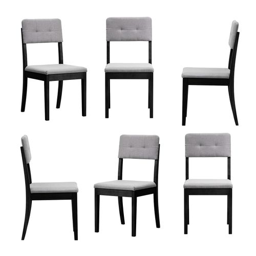 Kit 6 Cadeiras Estofadas Tiê CabeCasa MadeiraOriginals Preto/Cinza