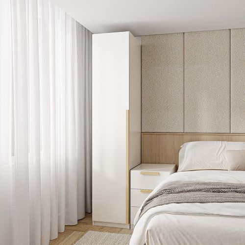 Guarda-roupa Modular 40cm 1 Porta com Prateleiras Jade CabeCasa MadeiraOriginals Branco