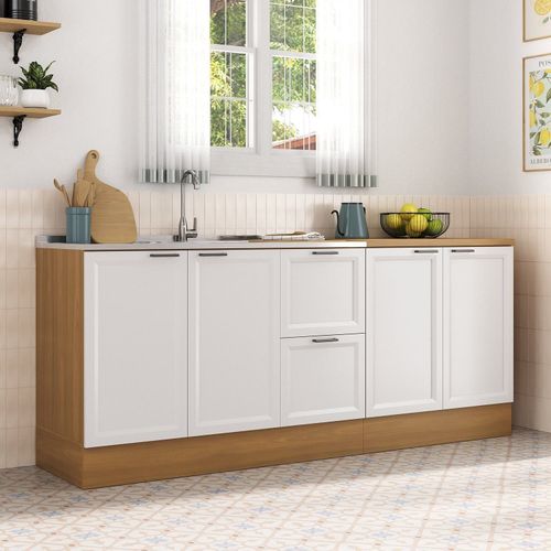 Cozinha Compacta 2 Peças 2 Balcões Soho CabeCasa MadeiraOriginals Freijó/Branco