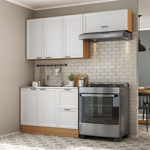 Cozinha Compacta 3 Peças 2 Aéreos 1 Balcão Soho CabeCasa MadeiraOriginals Freijó/Branco