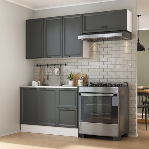 Cozinha Compacta 3 Peças 2 Aéreos 1 Balcão Soho CabeCasa MadeiraOriginals Branco/Grafite