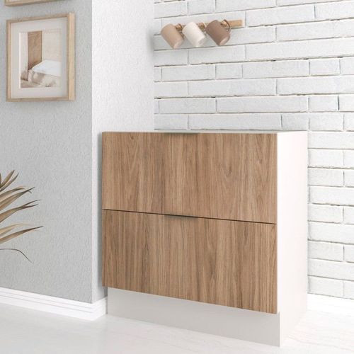 Balcão 2 Gavetões e 1 Gaveta Auxiliar Sem Tampo 150cm Ipanema CabeCasa Acácia/Branco