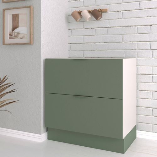 Balcão 2 Gavetões e 1 Gaveta Auxiliar Sem Tampo 150cm Ipanema CabeCasa Verde Folha/Branco