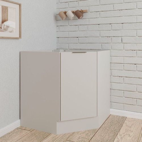 Balcão Canto Oblíquo sem Tampo com Rodapé Puxador 150mm Ipanema CabeCasa MadeiraOriginals Branco
