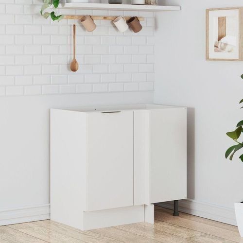 Balcão de Canto Reto sem Tampo com Rodapé Puxador 150mm Ipanema CabeCasa MadeiraOriginals Branco